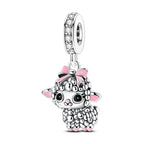 Adorable Lamb with Pink Bow Dangle Charm
