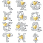Gold Heart & Pavé Crystals Astrology Signs Zodiac Constellation Charms