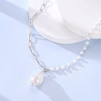 Asymmetrical Pearl Pendant Necklace