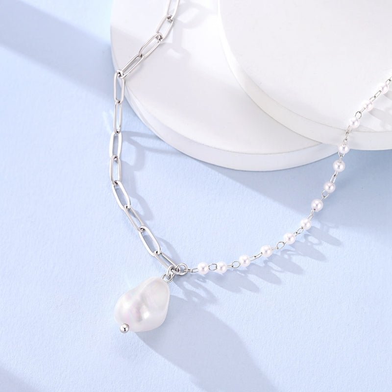 Asymmetrical Pearl Pendant Necklace