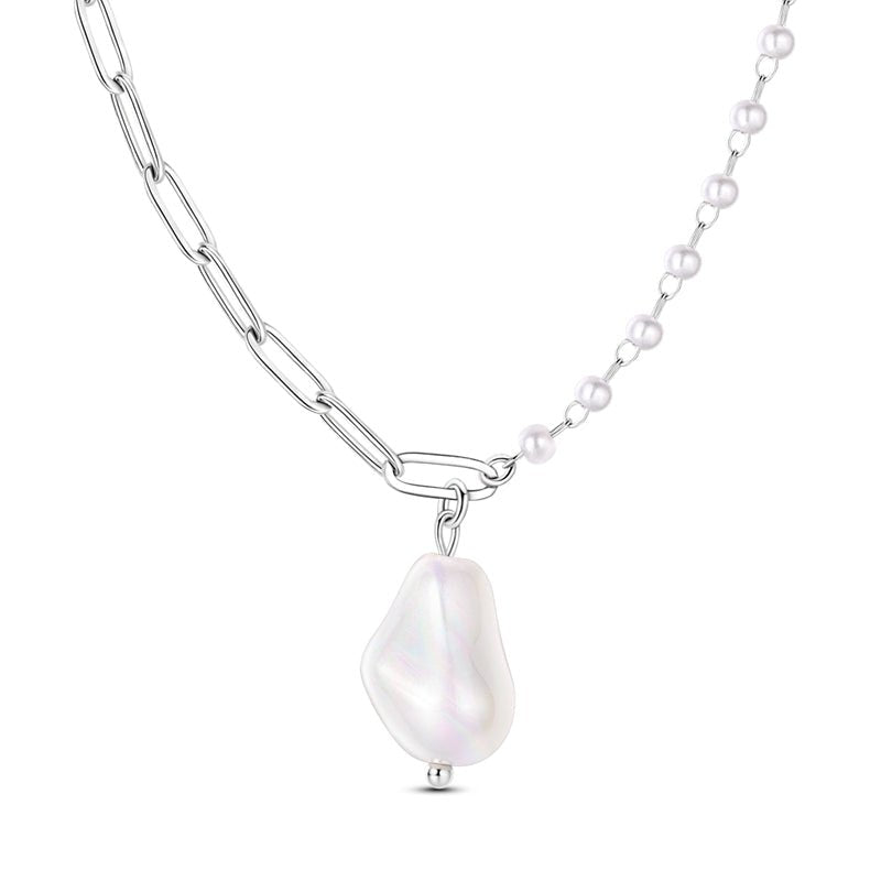 Asymmetrical Pearl Pendant Necklace