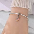Autumn Maple & Oak Leaves Dangle Charm