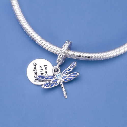 Blue Dragonfly Dangle Charm