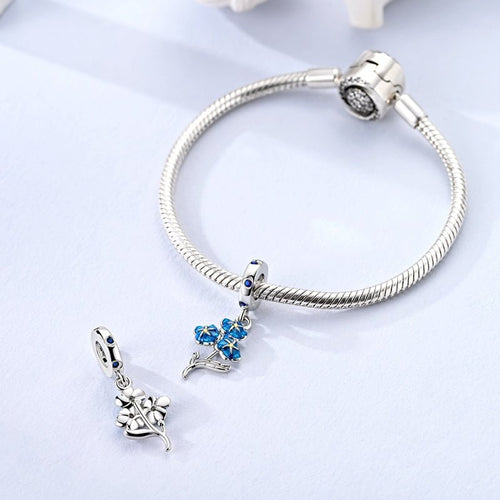 Blue Forget-Me-Not Flower Dangle Charm