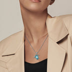 Blue Turtle with Crystal Pendant Necklace