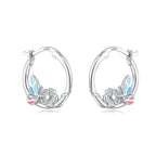 Butterfly and Flower Hoop Earrings