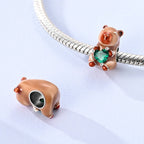 Capybara with Green Heart Gem Charm