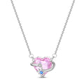 Celestial Orbit Pink Heart Necklace