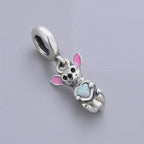 Chihuahua Dog with Heart Stone Dangle Charm
