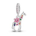 Colorful Giraffe & Flower Dangle Charm
