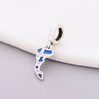 Corfu Island Map Flag Dangle Charm