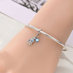Crystal Cat, Flowers, & Blue Heart Dangle Charm