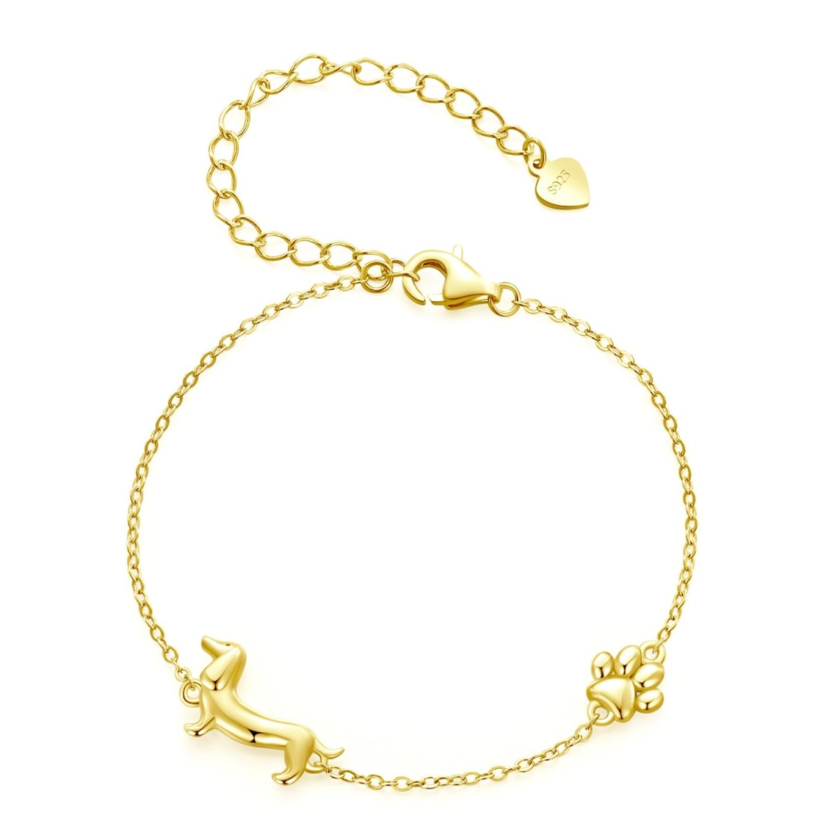 Dachshund & Paw Print Chain Bracelet