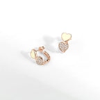 Double Heart Earrings with Yellow Enamel and Crystal Accents