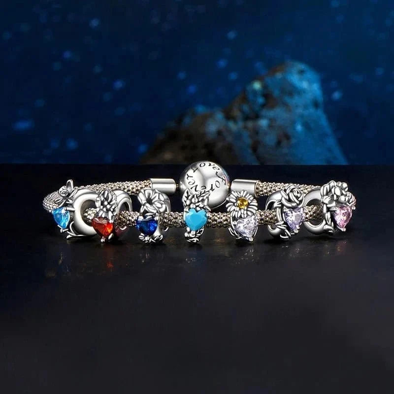 Floral Heart Birthstone Charms