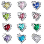 Floral Heart Crystal Birthstone Charms
