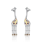 Giraffe Drop Earrings with Enamel Details