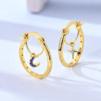 Gold Celestial Moon & Star Hoop Earrings
