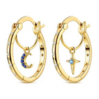 Gold Celestial Moon & Star Hoop Earrings