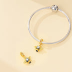Golden Bee with Heart Crystal Dangle Charm