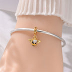 Golden Bee with Heart Crystal Dangle Charm