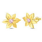 Golden Blossom Heart Stud Earrings