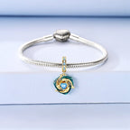 Golden Blue Dolphins with Heart Ocean Sparkle Dangle Charm
