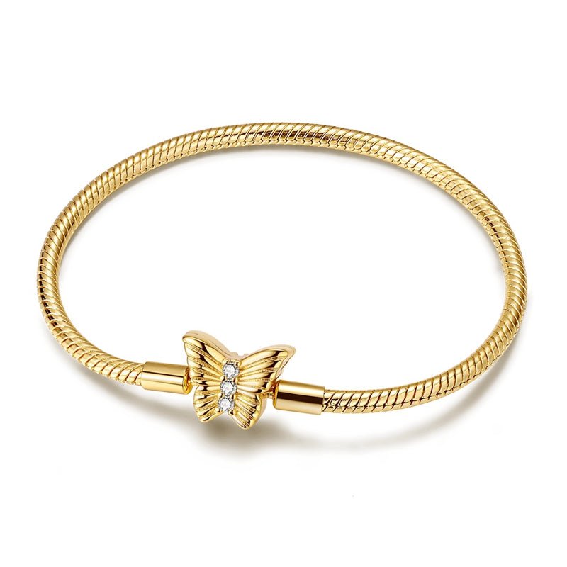 Golden Butterfly Clasp Snake Chain Bracelet