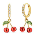 Golden Cherry Hoop Earrings