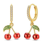 Golden Cherry Hoop Earrings