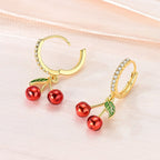Golden Cherry Hoop Earrings