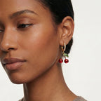 Golden Cherry Hoop Earrings