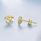 Golden Embrace Heart Stud Earrings