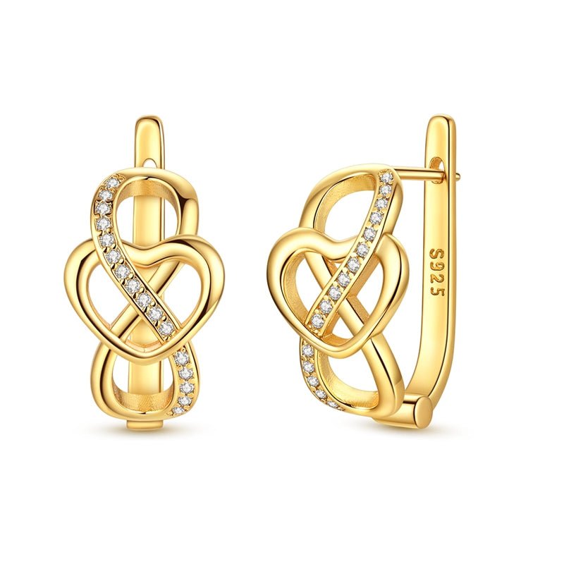 Golden Infinity Heart Hoop Earrings