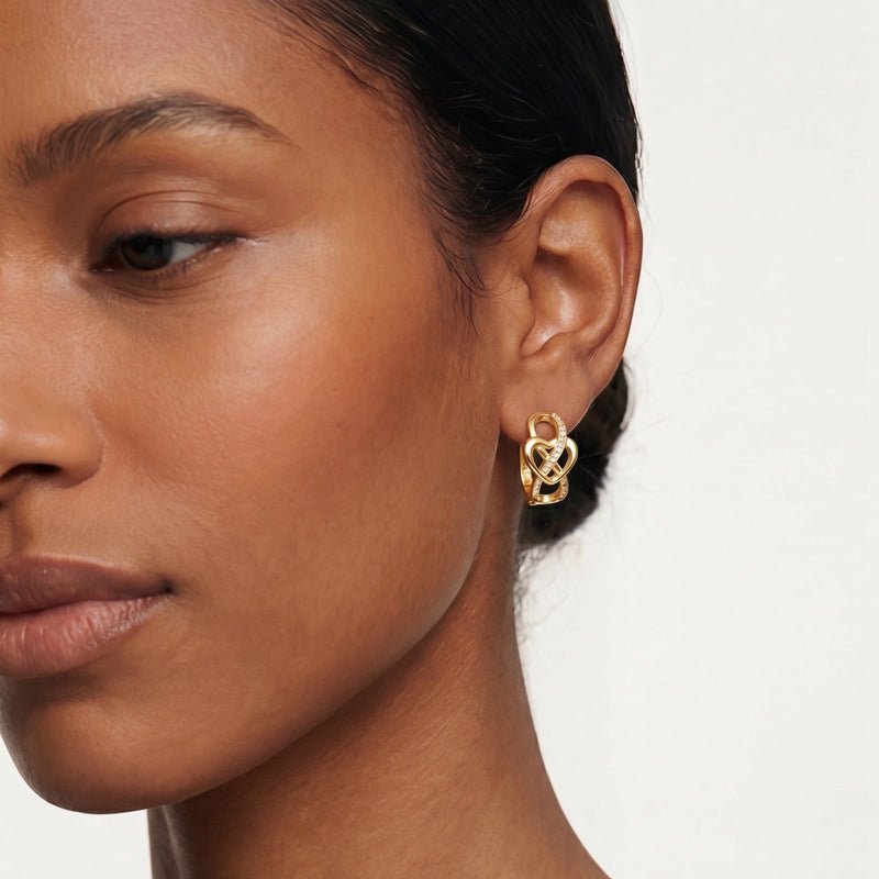Golden Infinity Heart Hoop Earrings