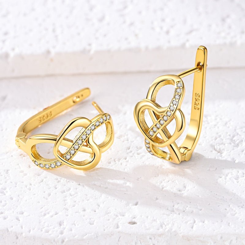 Golden Infinity Heart Hoop Earrings