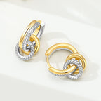 Golden Interlocking Two-Tone Hoop Earrings