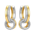 Golden Interlocking Two-Tone Hoop Earrings