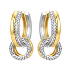 Golden Interlocking Two-Tone Hoop Earrings