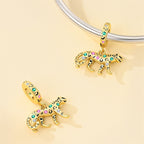 Golden Leopard with Colorful Stones Dangle Charm