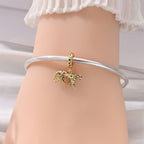 Golden Leopard with Colorful Stones Dangle Charm
