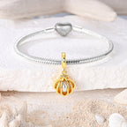 Golden Opening Seashell Pearl Dangle Charm