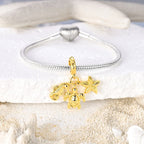 Golden Sea Turtle, Seahorse & Starfish Dangle Charm