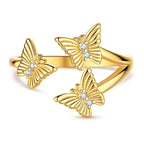 Golden Triple Butterfly Adjustable Ring