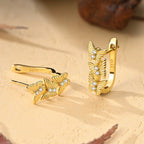 Golden Triple Butterfly Hoop Earrings