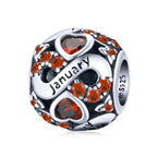 Infinite Love Zircon Heart Birthstone Charms