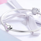 Love Pink Paw Prints Heart Charm
