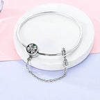 Lucky Flower Snake Chain Bracelet with Safety Chain