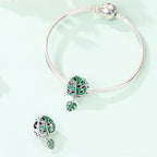 Monstera Leaf & Green Crystal Dangle Charm