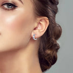 Multicolor Gemstone & Opal Hoop Earrings with Sparkling Crystals